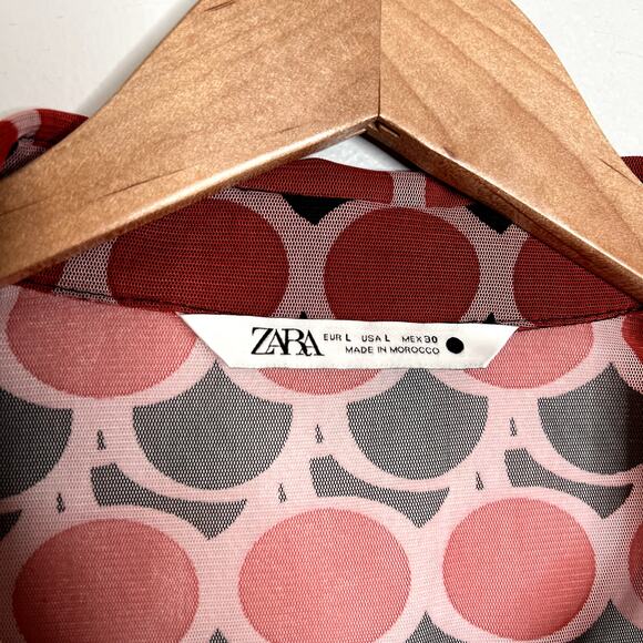 Zara Red Patterned Blouse - Picture 2 of 4